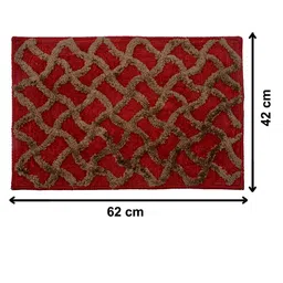 Kuber Industries Set Of 3 Maroon & Brown Textured Velvet Anti-Skid Doormats image 2
