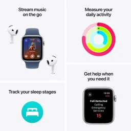 Apple Watch SE GPS+Cellular with Blue Cloud Sport Loop (44mm Retina LTPO OLED Display, Silver Aluminium Case) image 3