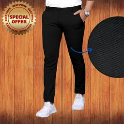 palclouthes trend Men Slim Fit Black Lycra Blend Trousers image 4