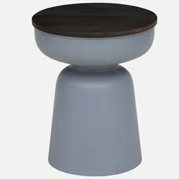 bohemiana from pepperfry Mariano Metallic End Table In Off Grey Finish image 4