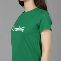 adyavastram Women Typography Round Neck Cotton Blend Green T-Shirt image 5