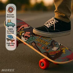 movex Morex Wooden Printed Skateboard with High Rebound Wheels for Kids, Boys & Girls 17 inch x 5 inch Skateboard image 3