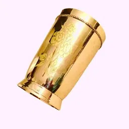 m&v craft pure (Pack of 4) PURE BRASS LESAR FLOWER DESIGN GLASS PACK OF 04 Glass Set Water/Juice Glass image 3