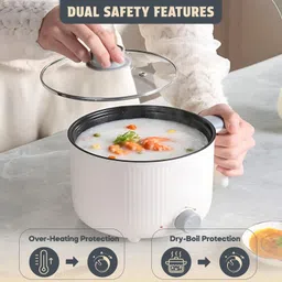 nowexp GENGXING Electric Cooker / Multi-Functional Hot Pot with Steamer Air Fryer, Egg Boiler, Deep Fryer, Food Steamer, Rice Cooker, Travel Cooker, Egg Roll Maker image 5