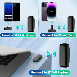 gentle e kart J13 Dual Mic Type-C & ios Receiving Jack) Dual Channel, Noise-Cancelling Lapel Microphone image 4