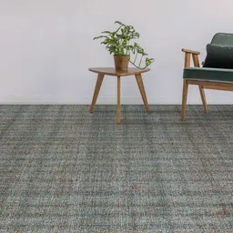 saraswati global Blue Geometric 100% Wool 8 ft x 10 ft Hand Tufted Carpet image 1