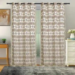 cortina Brown Cotton Traditional 7Ft Light Filtering Eyelet (Set Of 2) Door Curtains-picture-20