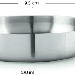 artha S.S.Halwa Dish with Polished Mirror Finish – 180ml Sweet Plate for Dessert Quarter Plate image 3