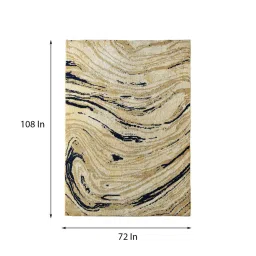 saral home Beige Abstract Cotton 6 ft x 9 ft Machine Made Carpet image 3