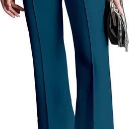 houseofcommon Women Regular Fit Blue Cotton Blend Trousers image 2