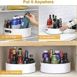 jsr 360° Rotating Multipurpose Storage Tray | Kitchen Organizer Lazy Susan Plastic 1 Pockets image 5