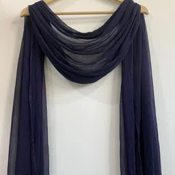 noorfashion Chiffon Solid Blue Women Dupatta image 2