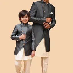 VASTRAMAY Boys Angrakha Style Slim-Fit Indo Western Sherwani-picture-20