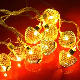 vespa 10 LED 5M Golden Apple Big Metal Fancy Light for Birthday, Diwali, Navratri. Candle image 2