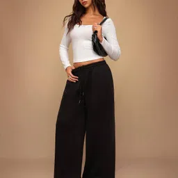 dockstreet Women Loose Fit Black Cotton Blend Trousers image 3