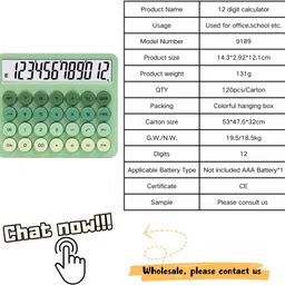 villy 12-Digit Big Display Cute Round Key| Aesthetic Desktop Financial Calculator image 4