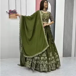 Bandhani, Embroidered Semi Stitched Lehenga Choli-image-5