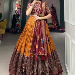 aayushyam enterprise Floral Print, Self Design Semi Stitched Lehenga Choli image 5