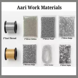qroof Premium Silver Aari Maggam Hand Work Kit-picture-44