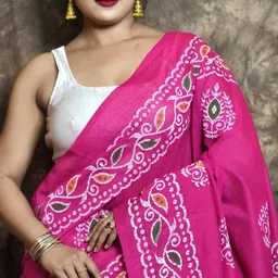 beyondretro Graphic Print Daily Wear Handloom Cotton Blend, Khadi Saree image 4