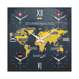 random Time Zone Multicolour Metal Wall Clock image 2
