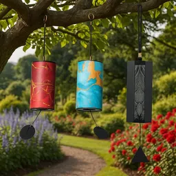 ubliss Bamboo & Aluminum Wind Chime Combo (9 Note Red & Blue Energy Series + 8 Note Paper, Plastic, Aluminium Windchime-picture-10