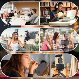 CHG Vlogging Kit for Video Making with Bluetooth RemoteLED Light & Phone Holder Clip Tripod image 5