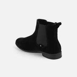 mochi Men's Black Slip On closure Boots with Flat sole Casuals For Men image 5