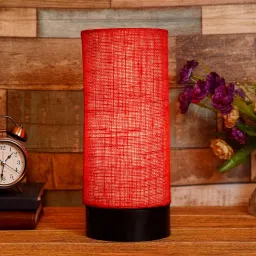 brightdaisy Bow Red Natural Fiber Shade Table Lamp With Wood Base image 1