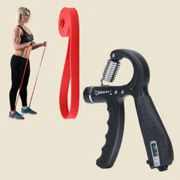 fitnesstricks Natural Rubber Resistance Band for Workout & Counter Hand Grip for Men & Women Resistance Tube-picture-38