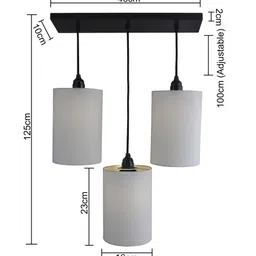 homesake 3-Lights Linear Cluster Chandelier White Shade Hanging Pendant Light, Kitchen Area and Dining Room Light Pendant Lamp Ceiling Lamp image 4