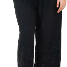 virti woman Women Loose Fit Black Pure Cotton Trousers-picture-11
