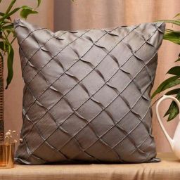 Grey Textured Polyester 16 x 16 Inch Cushion Cover by Zeba-picture-25