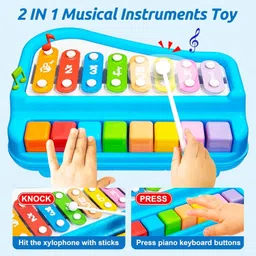 lastictoy 2 in 1 Baby Xylophone Piano Musical Toy for Kids | 8 Keys Learning Toy image 5