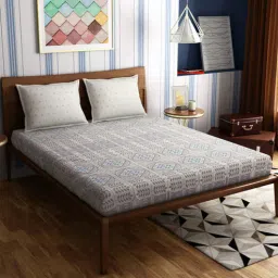 Multicolor Traditional 300 TC 100% Cotton Queen Sized Bed Sheets with 2 Pillow Covers by Petal Home-picture-39