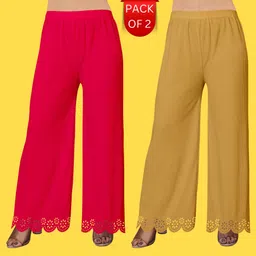 ecoundies Pack of 2 Women Straight Fit Multicolor Lycra Blend Trousers-picture-18