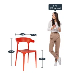 casacraft from pepperfry Emma Cafe Chair in Red Colour image 3