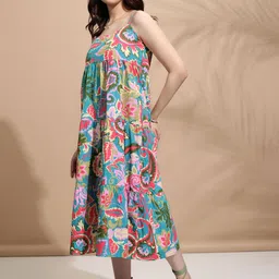 tokyo talkies Women Fit and Flare Multicolor Midi/Calf Length Dress image 4