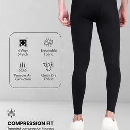 gym hound Solid Men Black Tights image 5