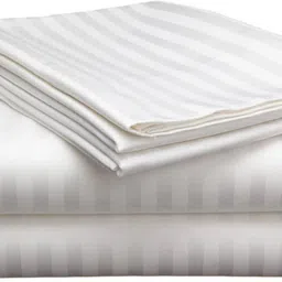 Cotton Blend Single Flat 400 TC Striped Bedsheet-image-9
