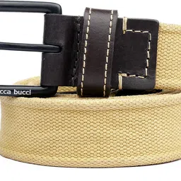 bacca bucci Men Beige Canvas, Fabric Belt image 3