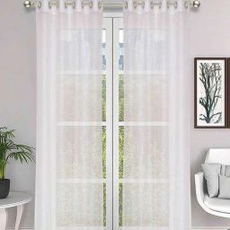 the conversion White Solid Tissue 7 Ft Sheer Eyelet Door Curtains (Set of 2)-picture-12