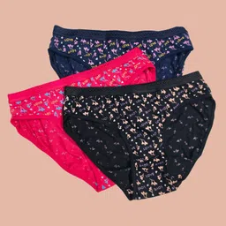 ladyland Pack of 3 Women Hipster Black, Red, Dark Blue Panty-picture-15