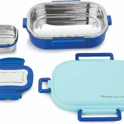 hexar Bonnie Insulated Steel Lunch Box for Kids Lunch Box for School & Office 2 Containers Lunch Box image 2