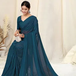 mirchi fashion Solid/Plain, Embellished Bollywood Georgette Saree image 4