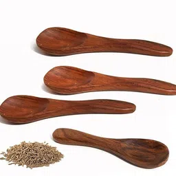s f enterprises Wooden Small Spoon, Tableware & Dinnerware & Kitchen used Spoons Wooden Coffee Spoon, Sugar Spoon, Soup Spoon, Ice-cream Spoon, Salad Spoon, Table Spoon Set image 2