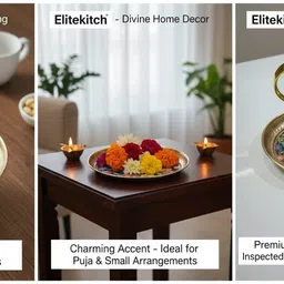 elitekitch Beautiful Floral Radha-Krishna Full_5 Inch Design Heavy Brass Plate Dinner Plate-picture-14