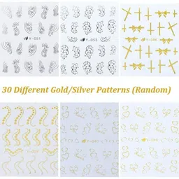 grapits Gold and Silver Metallic Nail Art Stickers, 30 Sheets image 5