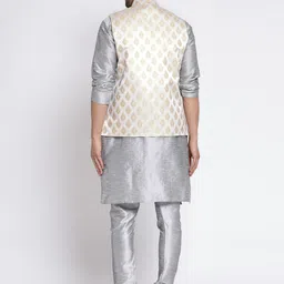 ts lifestyle Men Dupion Silk Kurta Pyjama Ethnic Jacket Set image 2