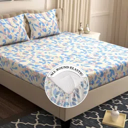 vas collections Cotton Double Fitted (Elastic) 180 TC Floral Bedsheet-picture-11